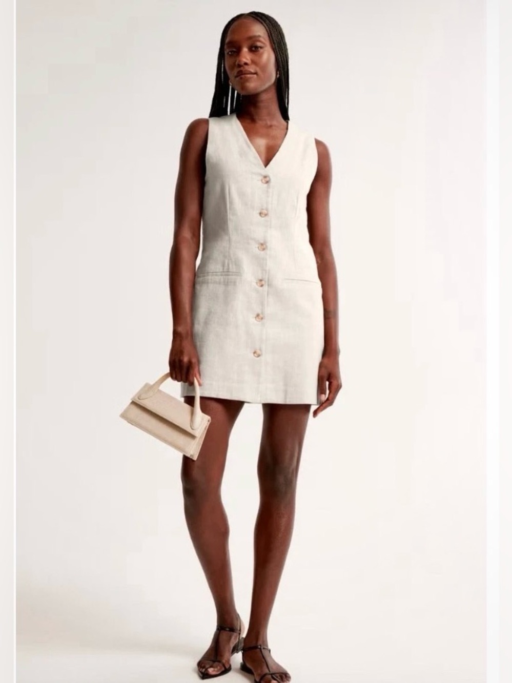NWT-Abercrombie & Fitch Mara stripe Linen-Blend Vest Mini Dress